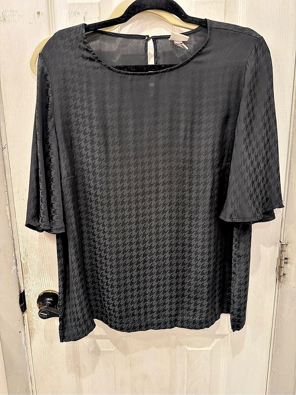 a new day Houndstooth Blouse in Black Like New